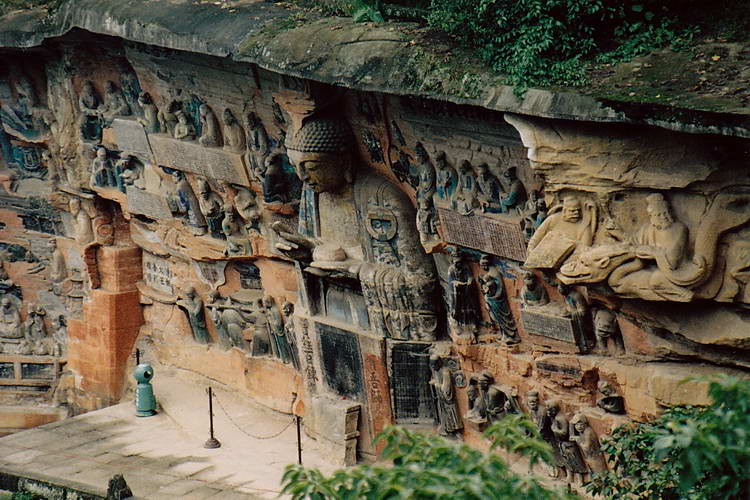China 1986 die Felsskulpturen von Dazu, Fahrt nach Cbongqing Elke