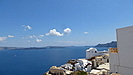 erster Blick über Oia, die Küste und die Caldera von Santorin