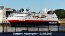 BERGEN - ein Schiff der Hurtigrute im Hafen von Bergen, mit dieser Gesellschaft sind wir bereits 2006 entlang der Küste Norwegens gefahren