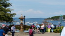 BAR HARBOR -  schöner Blick über den Agamont Park in Hafennähe mit Springbrunnen auf die Frenchman Bay