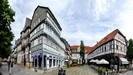 der Schuhhof war ursprünglich der Marktplatz von Goslar, rechts befindet sich das Schuhmacher-Gildehaus mit Arkaden