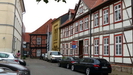 SCHWERIN - alte Fachwerkhäuser und das gelbe Freimaurer-Logenhaus von 1846 an der Schlachterstr.