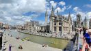 GENT - unter der Brücke fließt der Fluß Leie durch Gent, rechter Hand liegt der Graslei (ein Kai)<br />
mit einer  einzigartigen Reihe von historischen Bauwerken aus dem Mittelalter