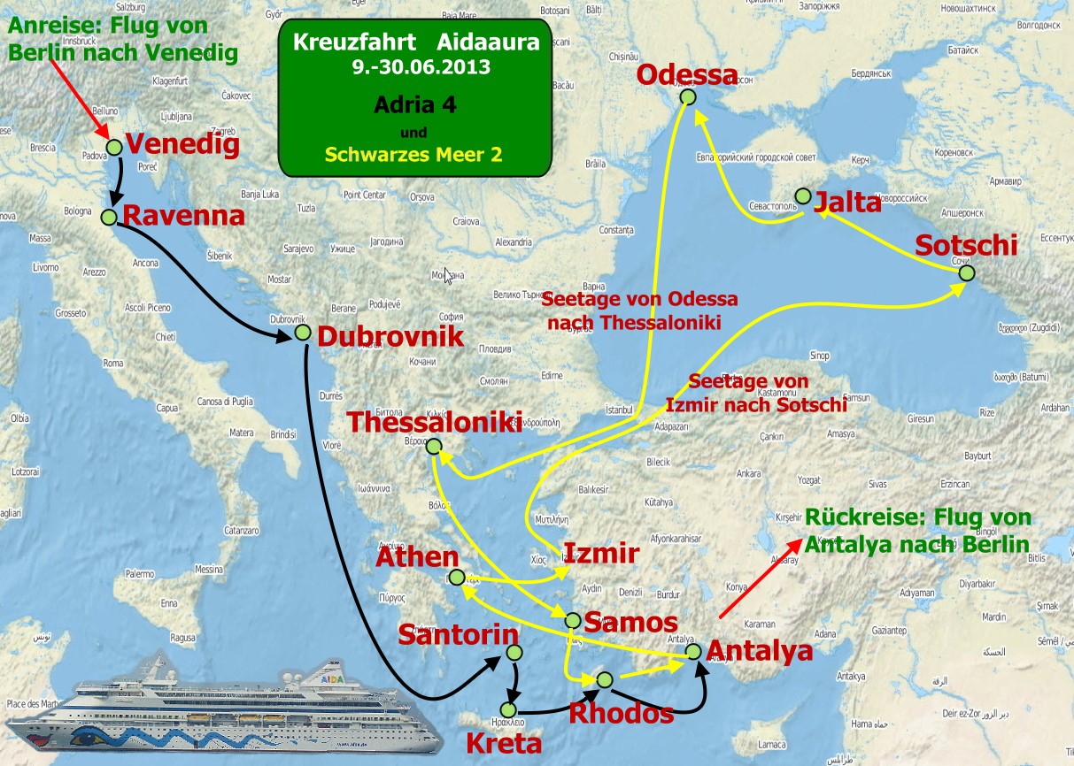 Karte Kreuzfahrt Adria 4  Schwarzes Meer 2