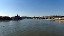 BUDAPEST - Blick von der Mitte der Margaretenbrcke, links das Parlament, rechts das Burgviertel, im Hintergrund der Gellerthgel